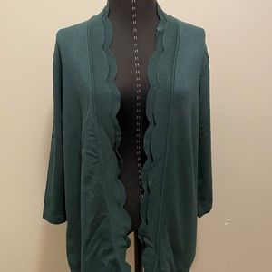 Green cardigan sweater